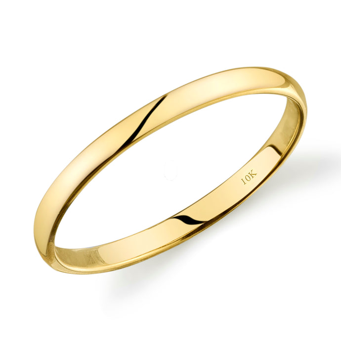 10k Solid 2 MM Yellow, White, or Rose Gold Comfort Fit Wedding Band