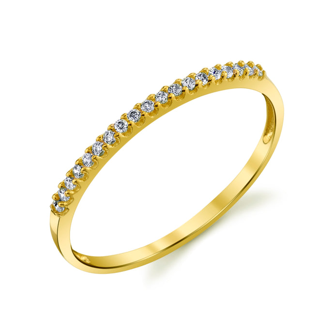 10k Yellow, White, Rose Gold Thin CZ Wedding Stackable Band Ring