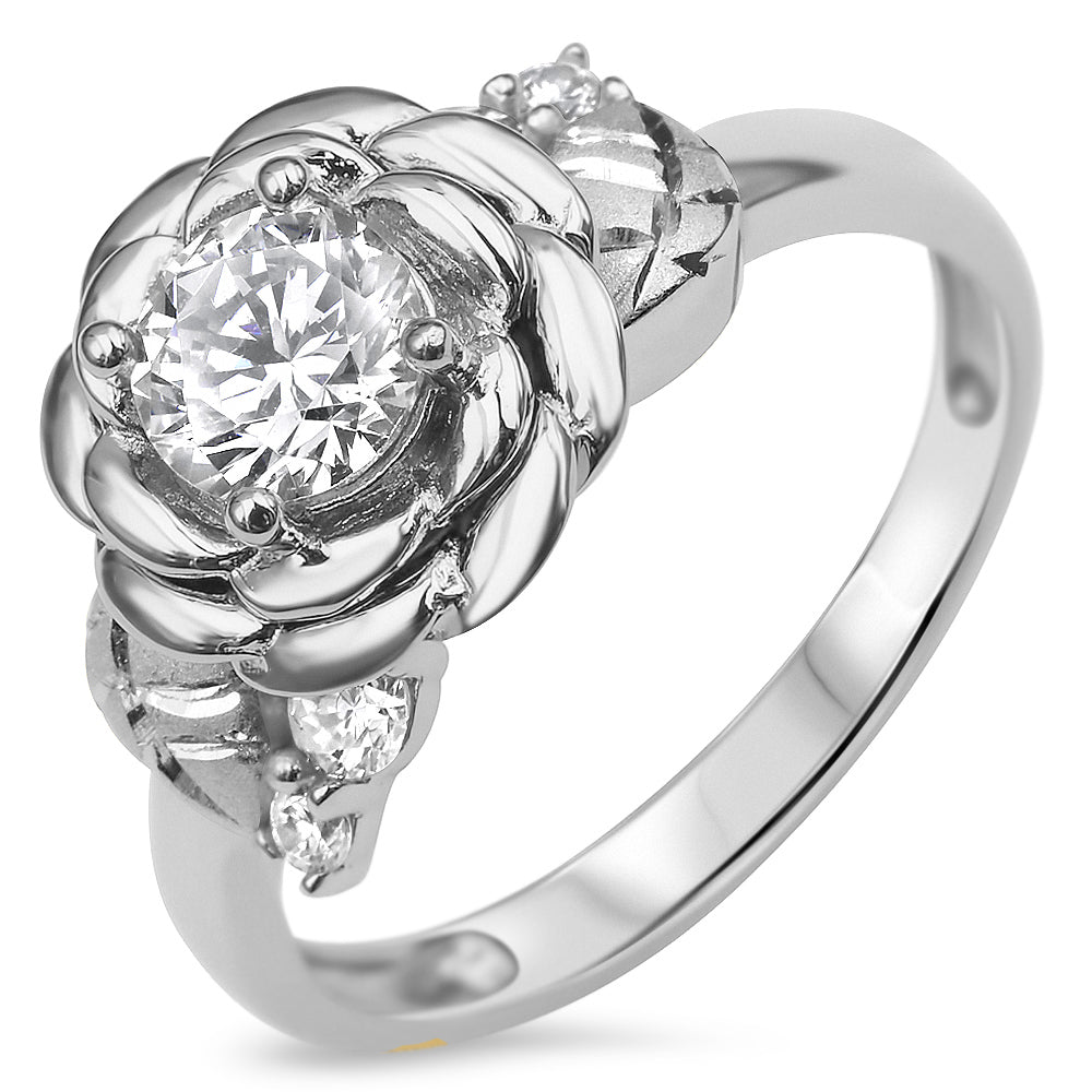 Sterling Silver 925 Women's Rose Flower Ring