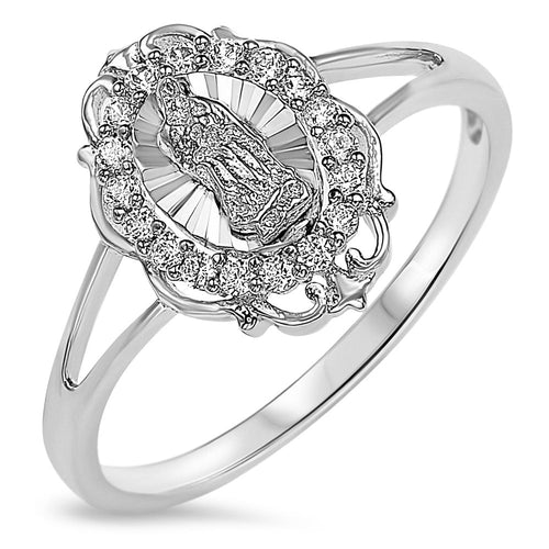 Sterling Silver 925 Women's Virgin Mary Lady Guadalupe Ring