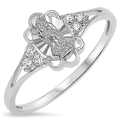 Sterling Silver 925 Women's Virgin Mary Lady Guadalupe Ring
