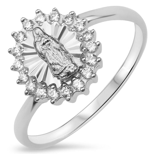 Sterling Silver 925 Women's Virgin Mary Lady Guadalupe Ring