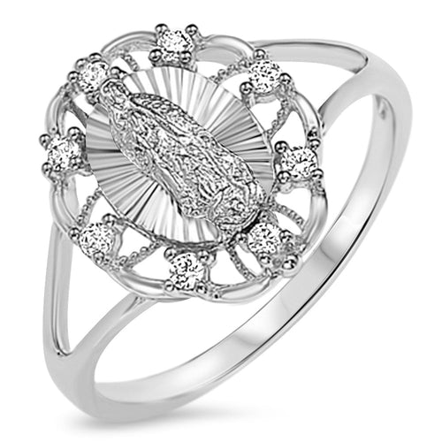 Sterling Silver 925 Women's Virgin Mary Lady Guadalupe Ring