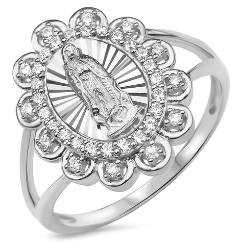 Sterling Silver 925 Women's Virgin Mary Lady Guadalupe Ring