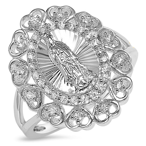 Sterling Silver 925 Women's Virgin Mary Lady Guadalupe Ring