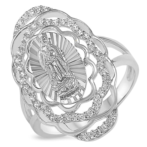 Sterling Silver 925 Women's Virgin Mary Lady Guadalupe Ring
