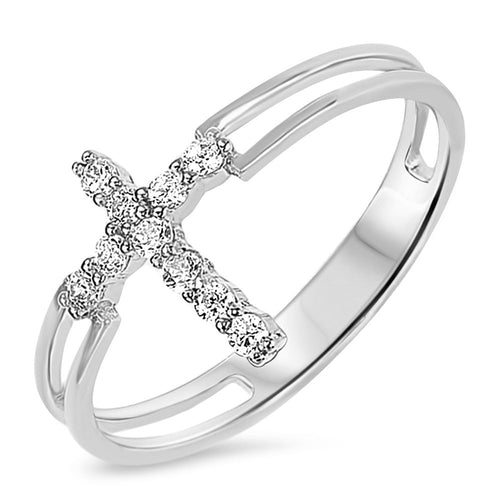 Sterling Silver 925 Women's Cross Ring