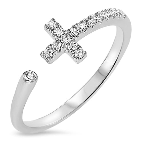 Sterling Silver 925 Women's Cross Ring