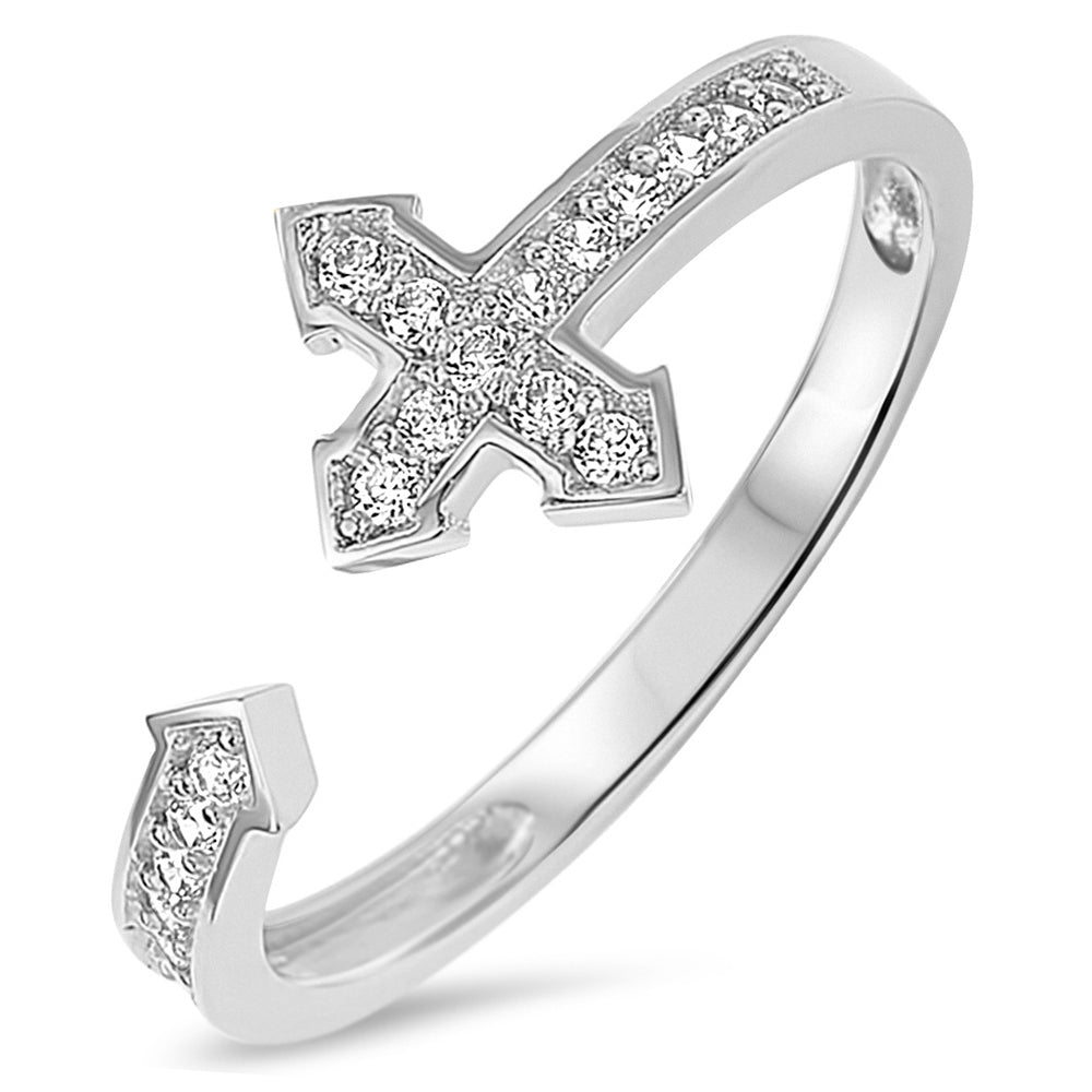 Sterling Silver 925 Women's Cross Ring