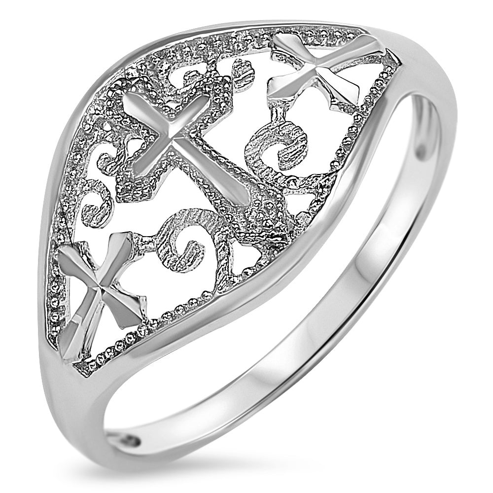 Sterling Silver 925 Women's Cross Ring