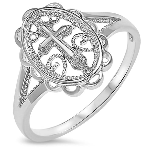 Sterling Silver 925 Women's Cross Ring