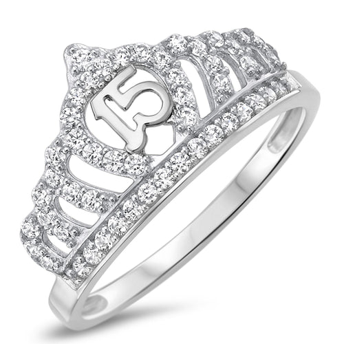 Sterling Silver 925 Quinceanera Crown Ring