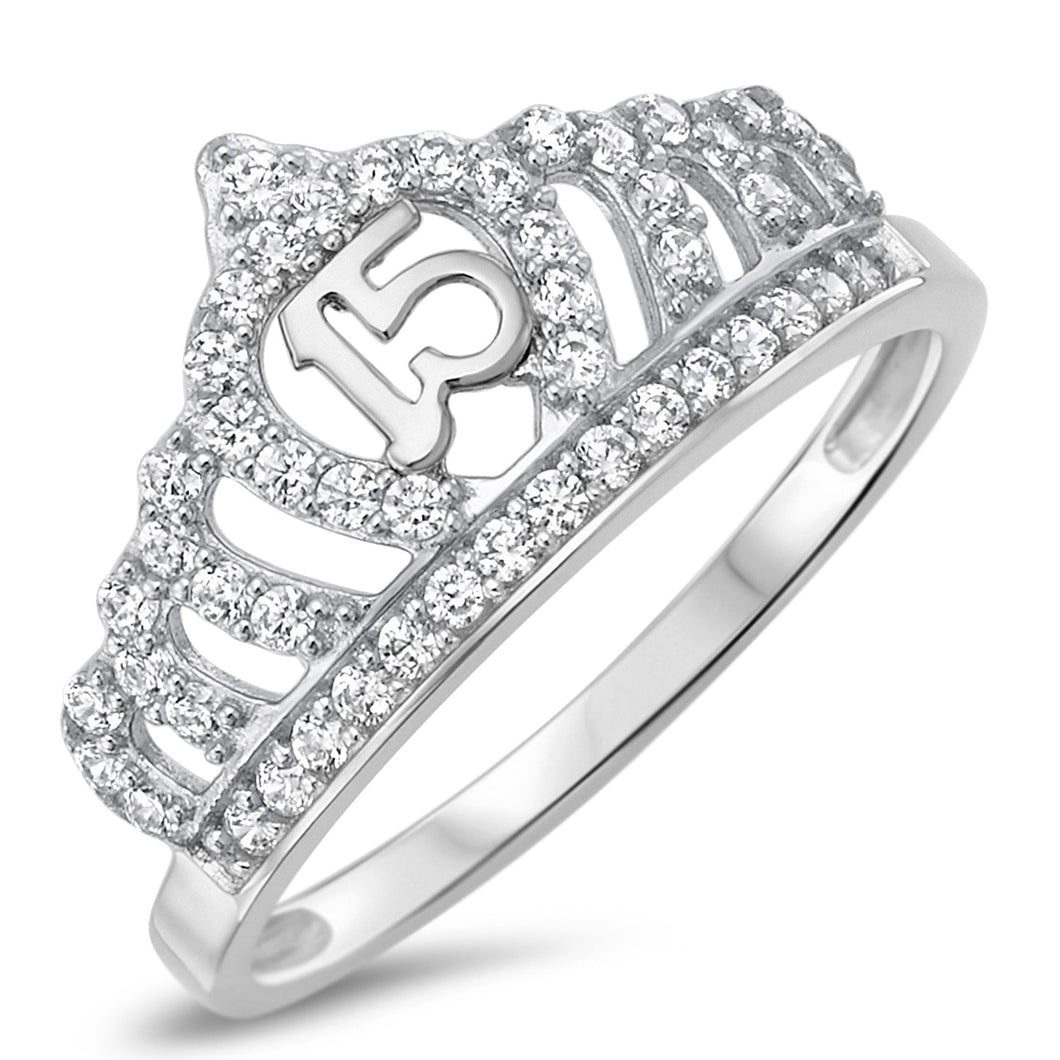 Sterling Silver 925 Quinceanera Crown Ring