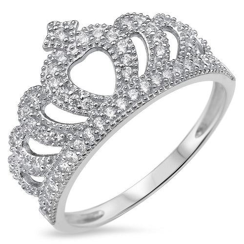 Sterling Silver 925 Tiara Crown Ring