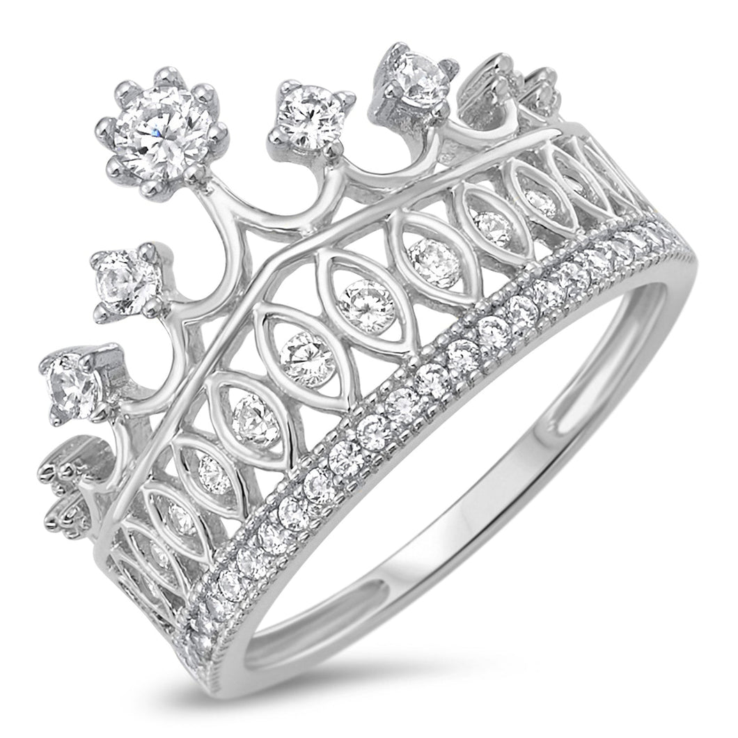 Sterling Silver 925 Crown Double Band Ring