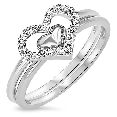 Sterling Silver 925 Dual Heart Ring