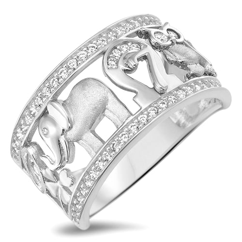 Sterling Silver 925 Women's Good Luck Charm Elephant Horseshoe Owl Four Leaf Clover Ring