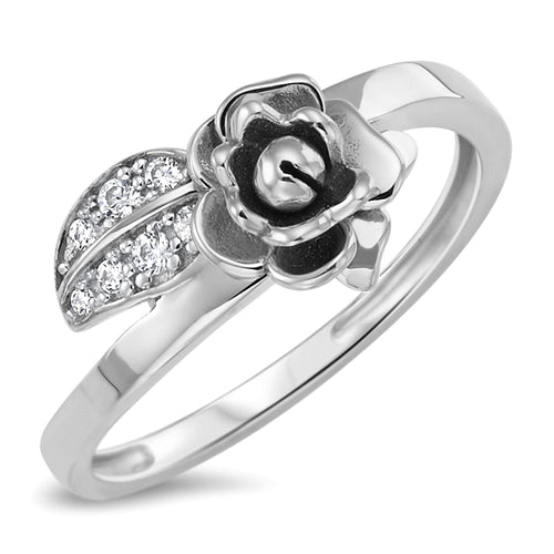 Sterling Silver 925 Women's Rose Flower Ring