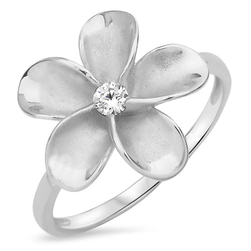 Sterling Silver 925 Women's Plumeria Flower Ring