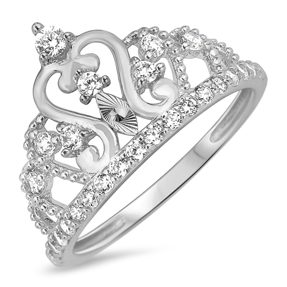 Sterling Silver 925 Tiara Crown Ring