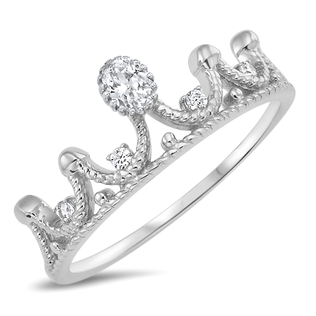 Sterling Silver 925 Tiara Crown Ring