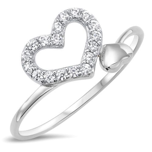 Sterling Silver 925 Double Heart Ring