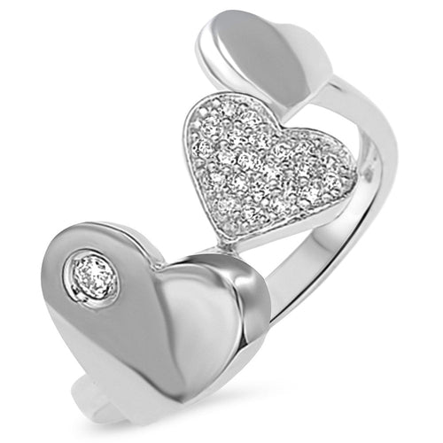 Sterling Silver 925 Double Heart Ring