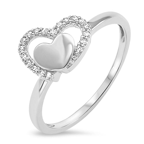 Sterling Silver 925 Double Heart Ring