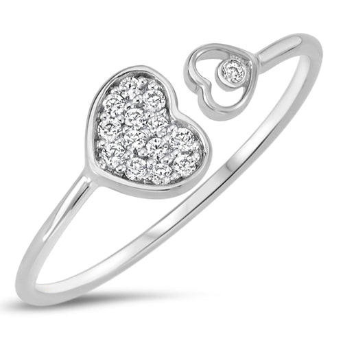 Sterling Silver 925 Double Heart Ring