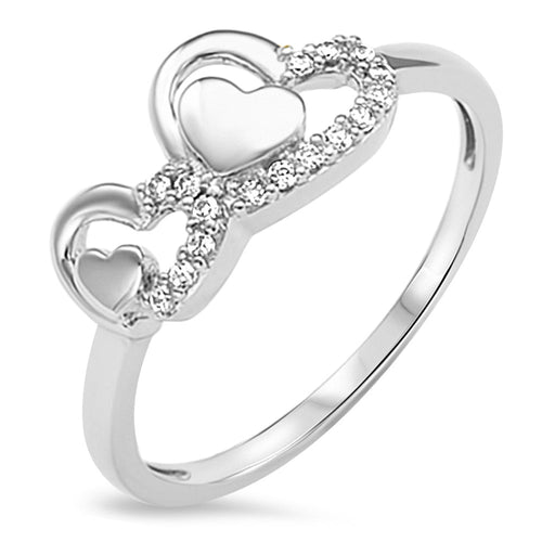 Sterling Silver 925 Double Heart Ring