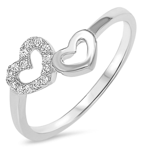 Sterling Silver 925 Double Heart Ring