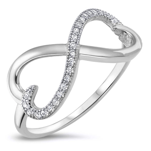 Sterling Silver 925 Heart Love Infinity Forever Ring