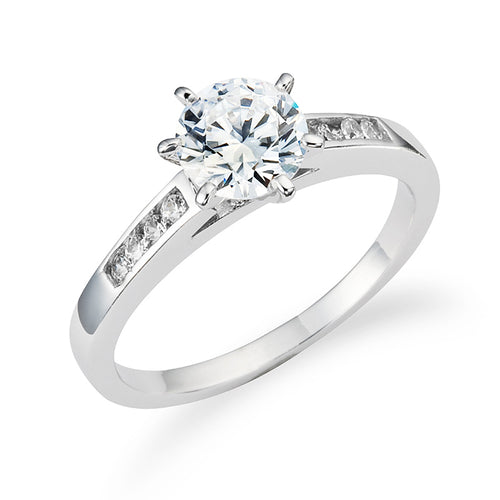 Sterling Silver 925 1.0 Carat 6 Prong Set CZ Engagement Ring