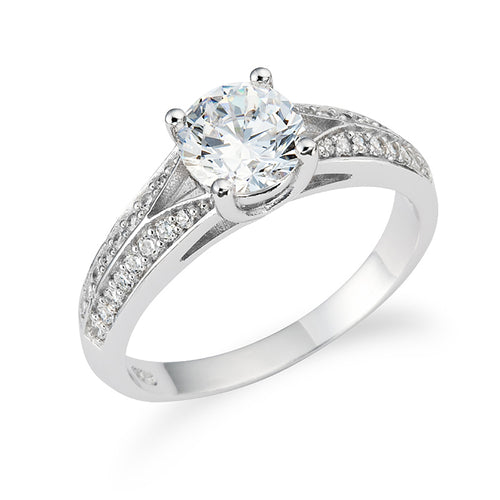 Sterling Silver 925 1.0 Carat CZ Engagement Ring