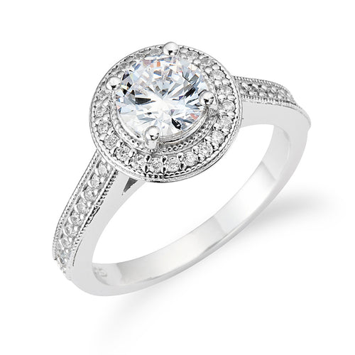 Sterling Silver 925 CZ Halo Engagement Ring